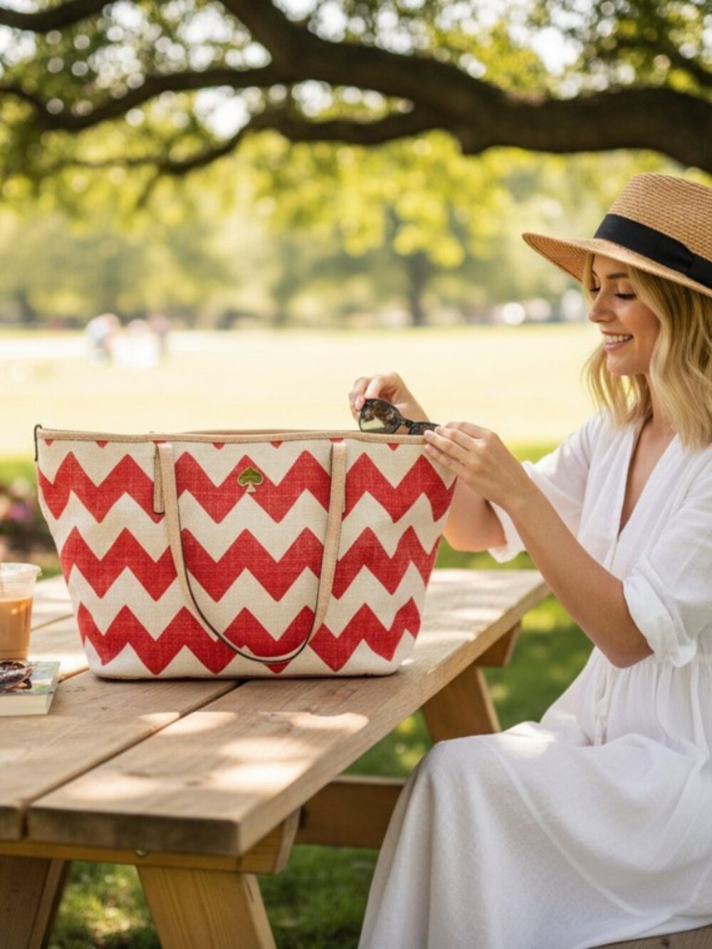 EUC Kate Spade Harmony Chevron Canvas Tote